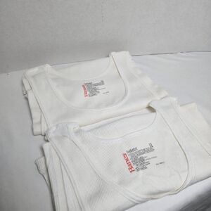 Vintage Hanes Comfort Soft Ribbed Tank Top LG Beater 90s/Y2K Tagless 15763 Pair